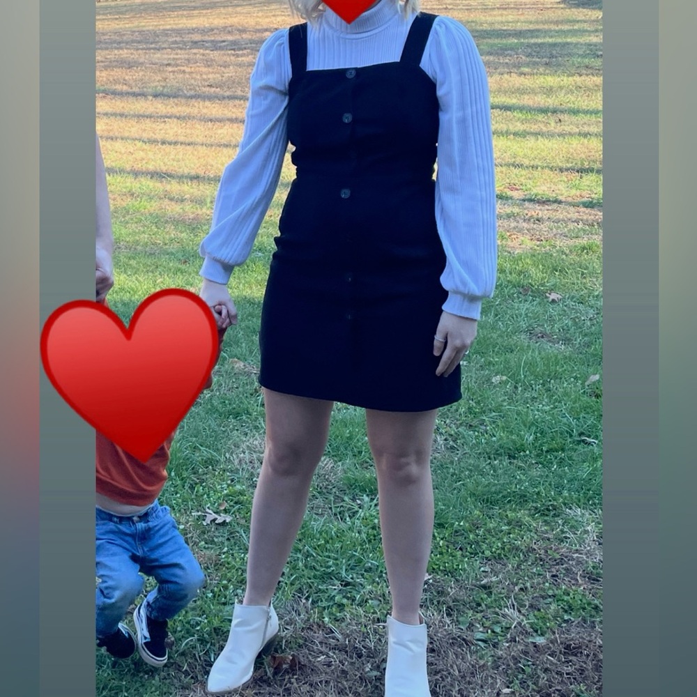 Black Button-Up Overall Dress